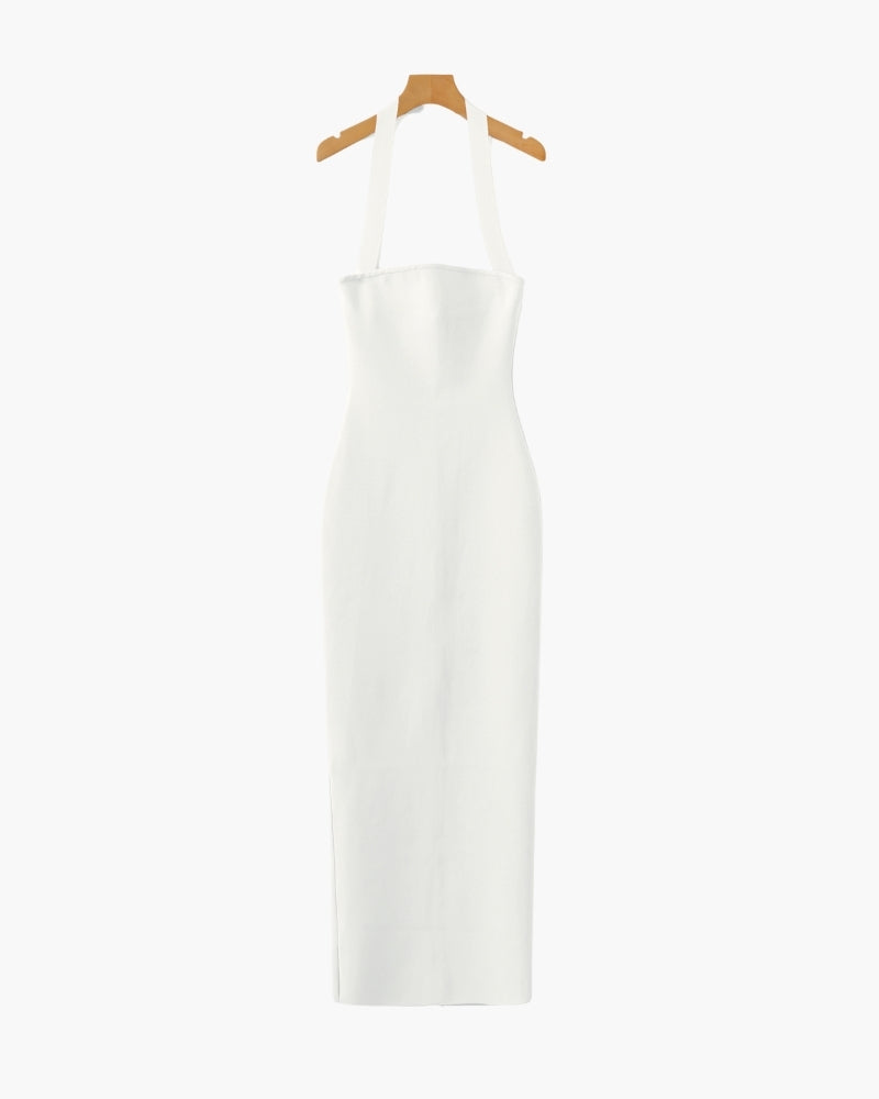 Halter Neck Slim Fit Maxi Dress - Old Money
